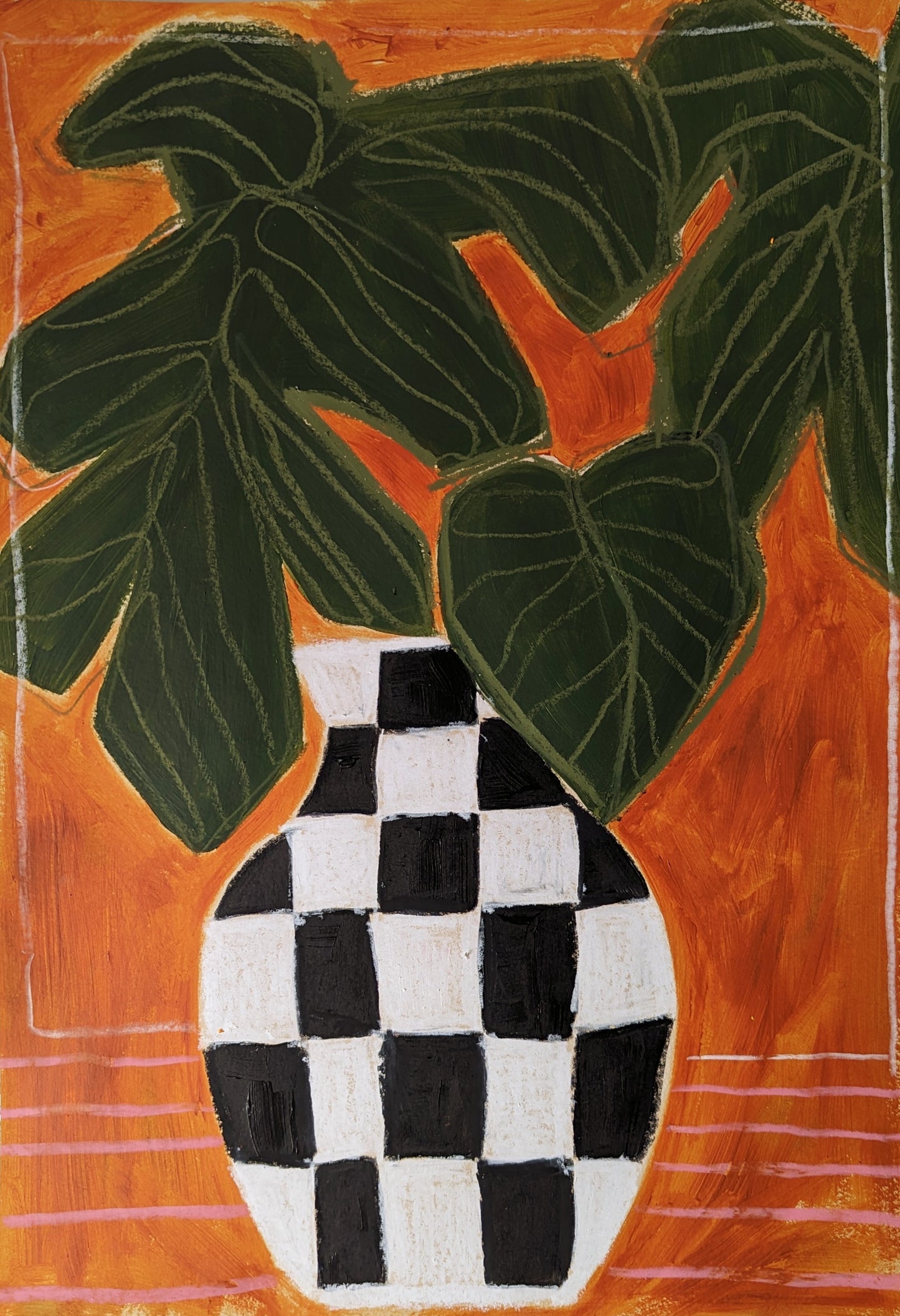 Black White Checkered Vase - Original